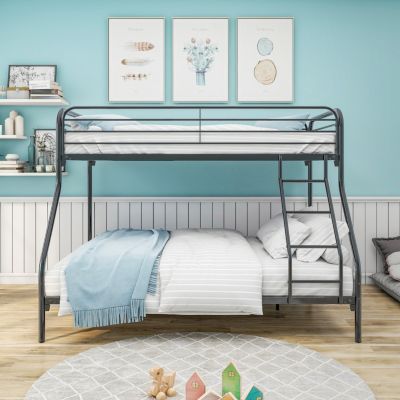 Heavy Duty Twin/Full Bunk Bed, Easy Assembly with Guardrail
