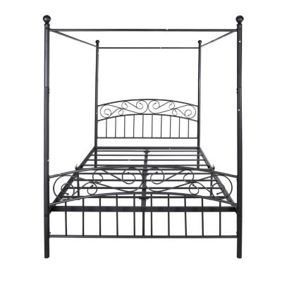 Streamdale Queen Size Metal Canopy Bed Frame With Headboard And Footboard
