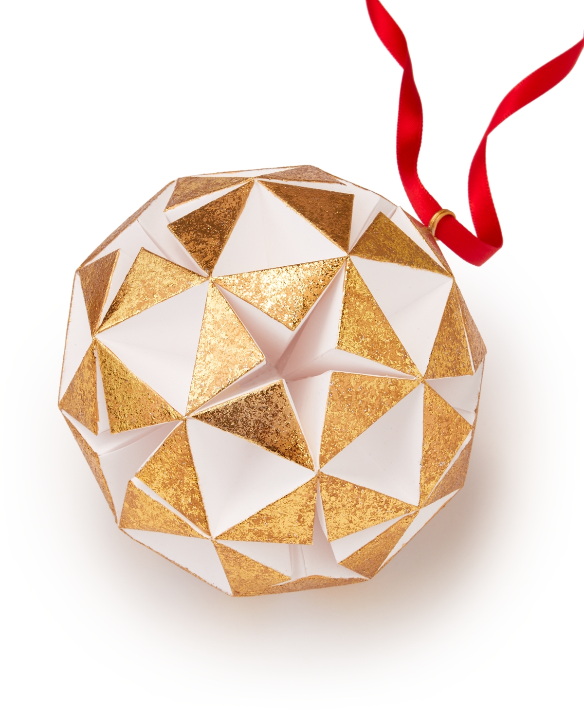 Holiday Lane Woodland White & Gold Star Paper Pattern Ornament, Exclusively at Macy's