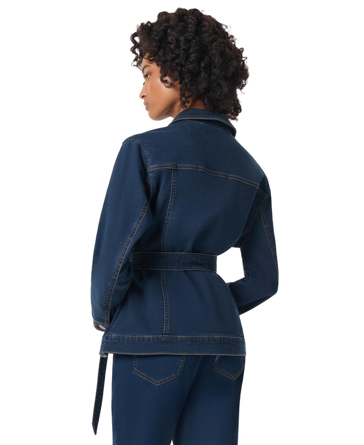 Shop Jones New York Women's Belted Denim Trucker Jacket In Westpoint