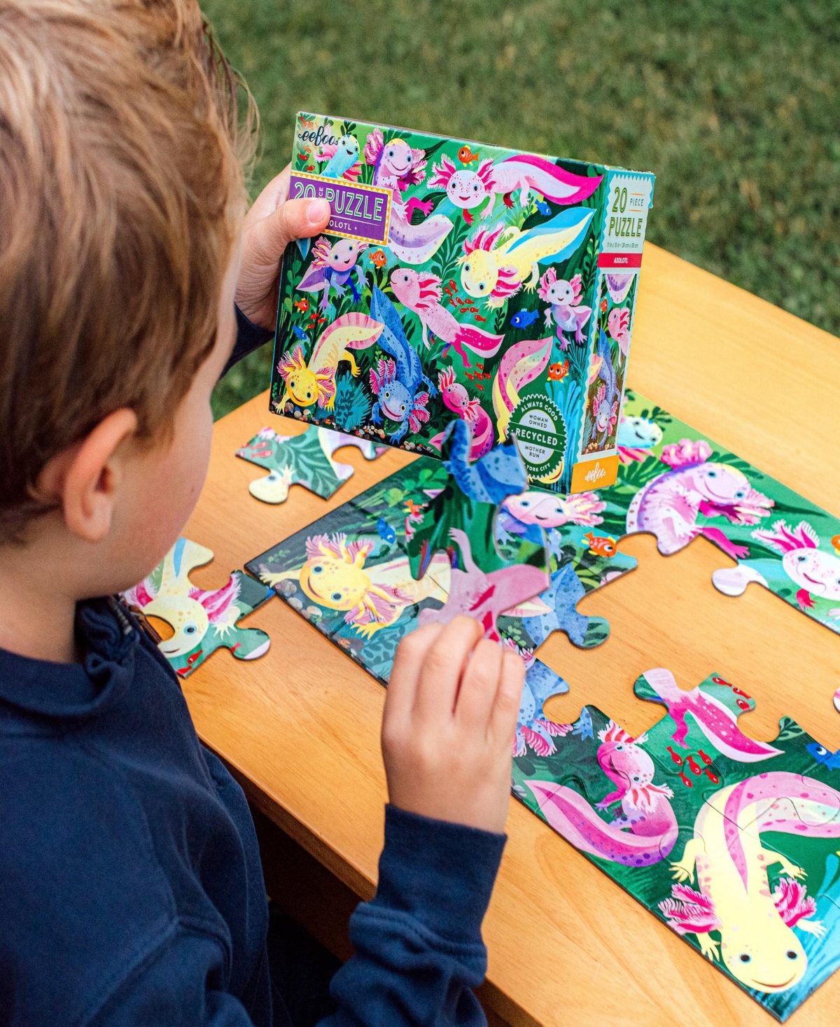 Eeboo Ready To Grow Life On Earth Axolotl Puzzle Set In Multi