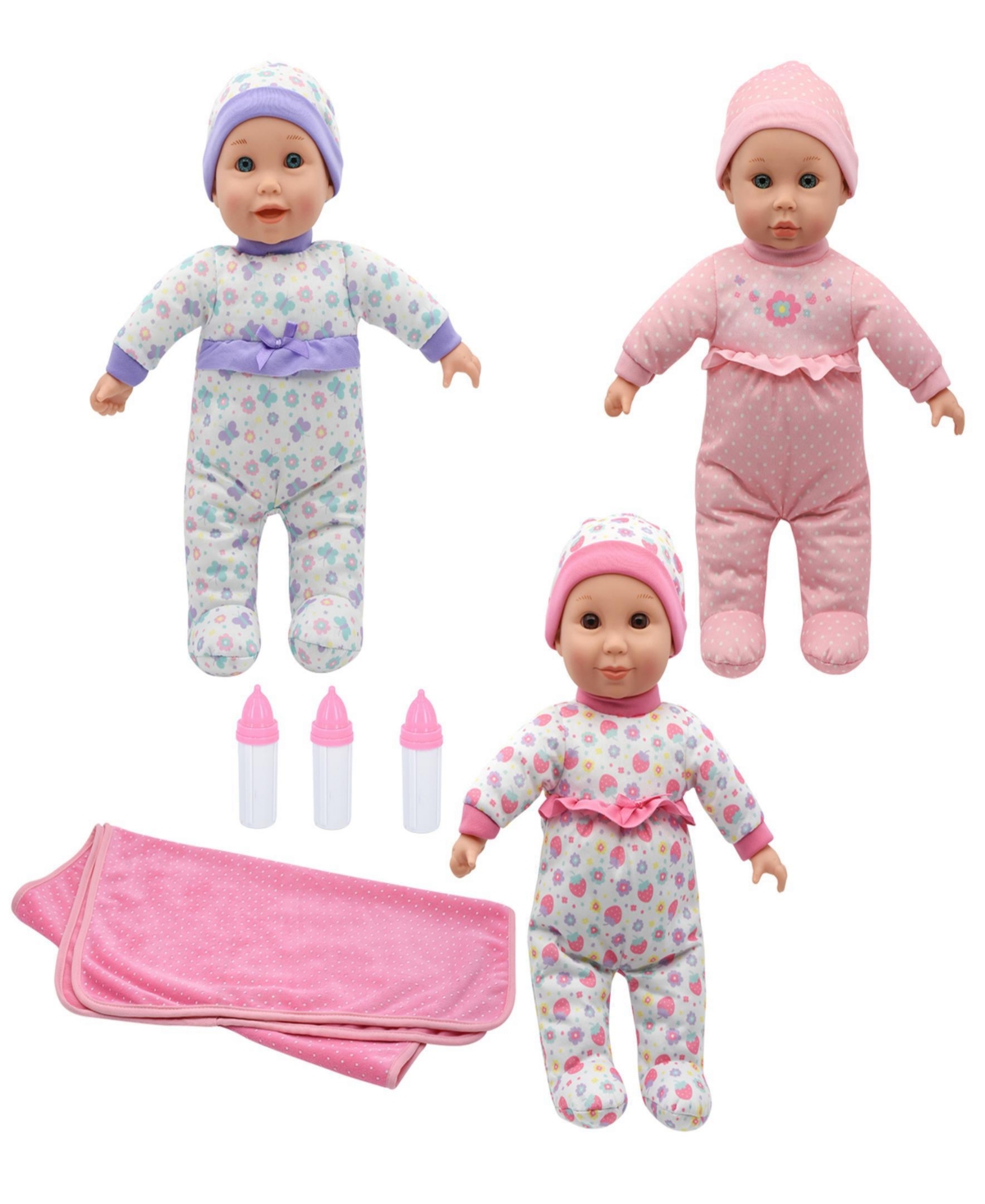 New Adventures Babies' Cuddle Kids Lovable Talking Triplets Dolls In Multi