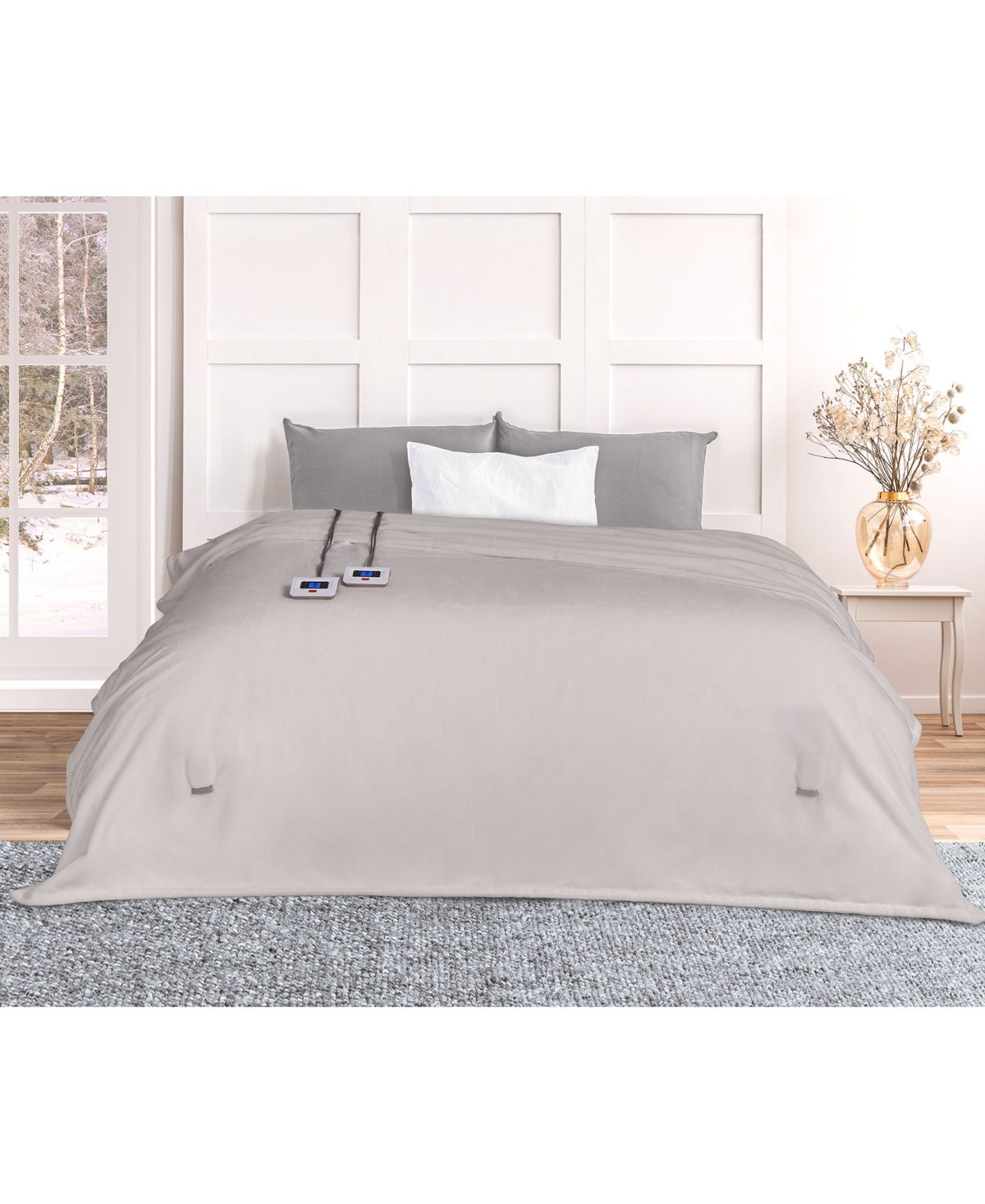 Thermasnug Luxe Plush Digital Electric Blanket, Queen In Grey