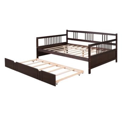Streamdale Full Size Daybed Wood Bed With Twin Size Trundle