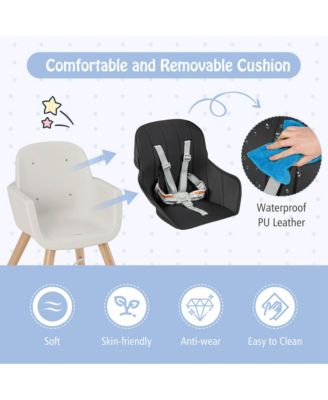 Toddler 3 in 1 Convertible Wooden High Chair Feeding Chair with Cushion