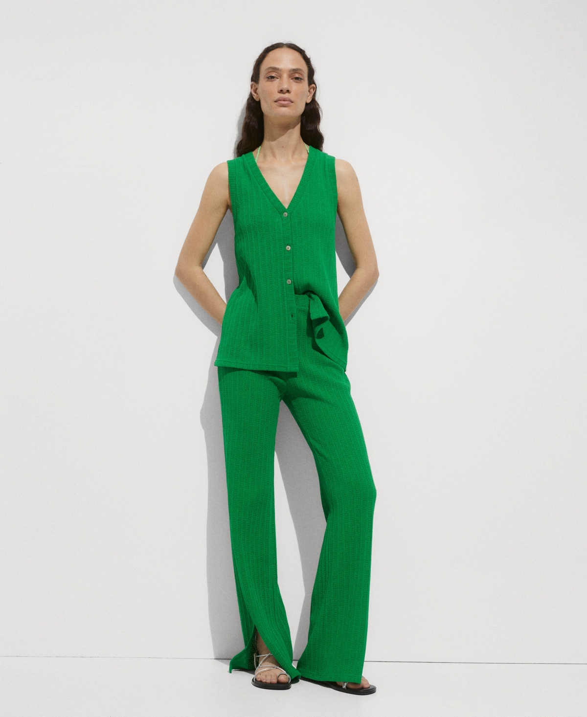 Mango Women's Straight Crochet Pants