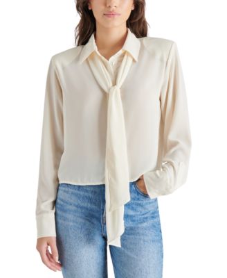 Steve Madden - Women's Noelle Tie-Neck Long-Sleeve Blouse