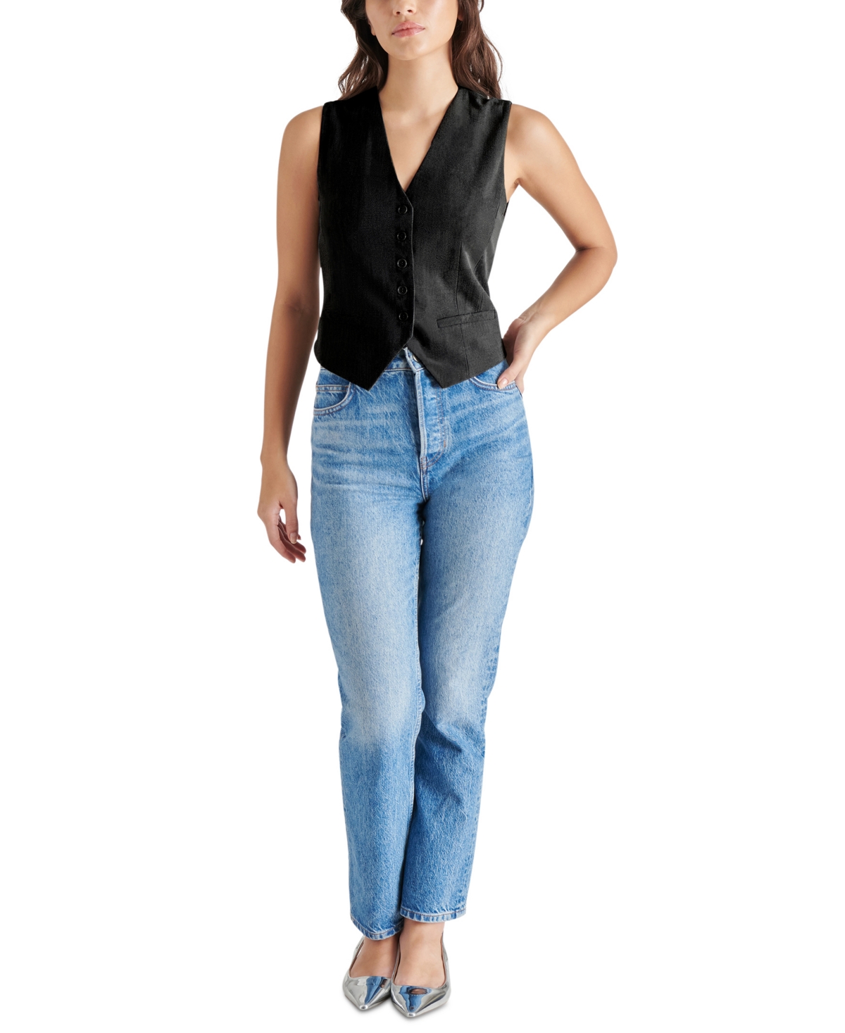Steve Madden Women's Barrett Button-Front V-Neck Vest