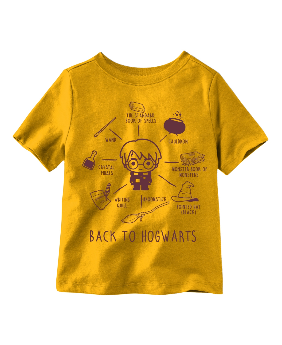 Hybrid Kids' Harry Potter Toddler Boys Hogwarts Graphic Tshirt In Gold