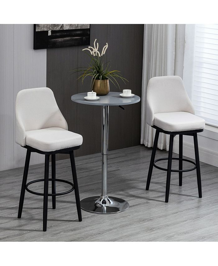 Modern Set of 2 Barstools, Swivel Kitchen Chairs with Steel Legs
