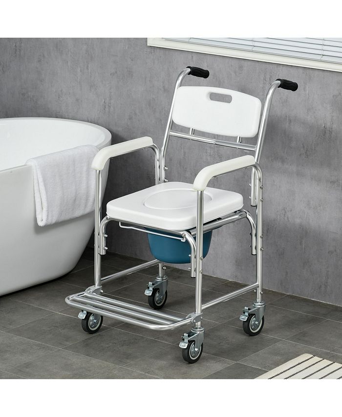 Shower Commode Wheelchair, Padded Seat, 330 lbs., White Macy's