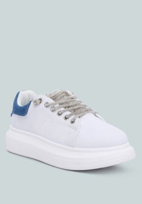 Womens Jaxen Rhinestones Lace Up Sneakers