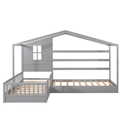 Streamdale Twin Bed with L-Structure Fence, Espresso