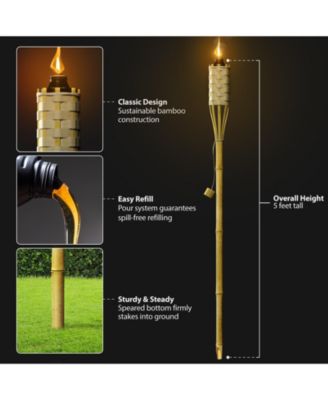 12 Bamboo Torches - 5 Feet Long