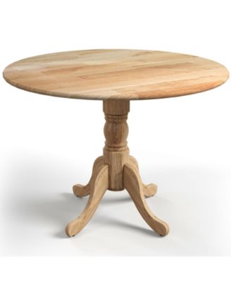 Round Wooden Dining Table with Curved Trestle Legs for Kitchen or Dining Room