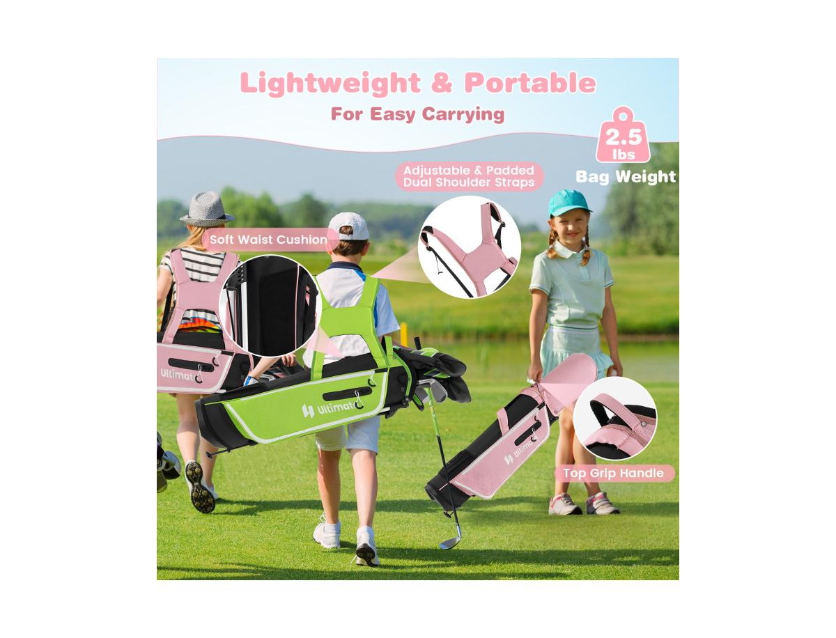 Slickblue Junior Complete Golf Club Set with Stand Bag Rain Hood