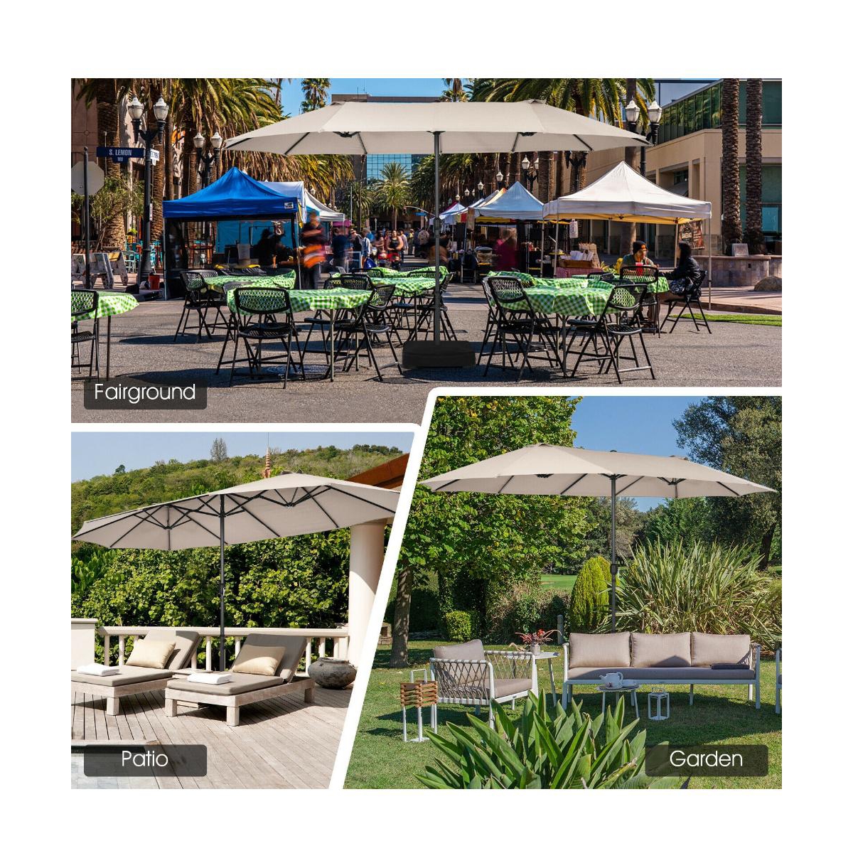 Patio Double-Sided Umbrella with Hand-Crank for Easy Outdoor Shade Control