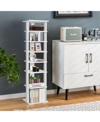 7-Tier Slim Wooden Vertical Shoe Rack for Entryway-White