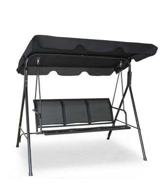 3 Person Patio Swing with Polyester Angle Adjustable Canopy