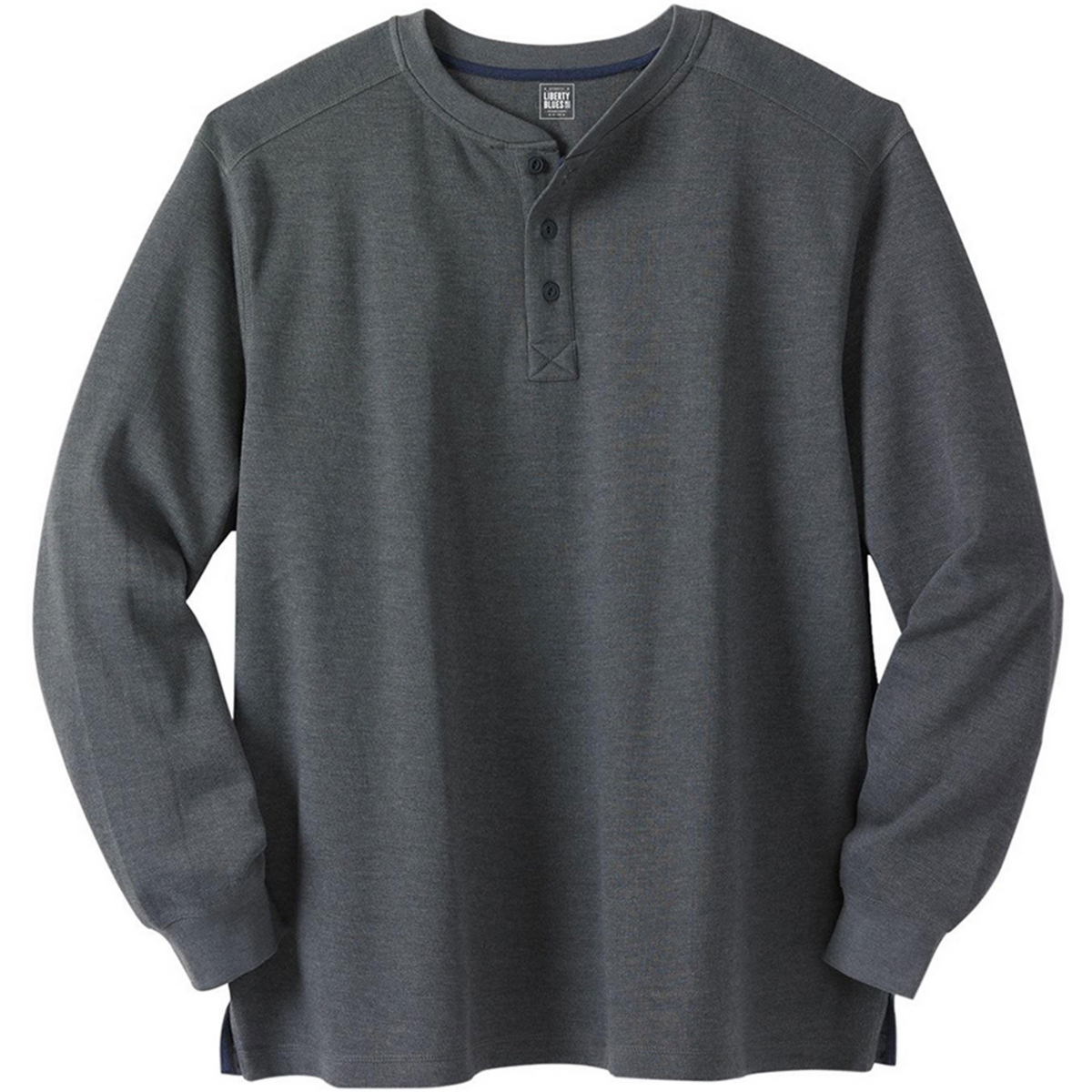 Big & Tall by KingSize Ribbed Knit Henley - Black