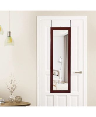 Lockable Wall Door Mounted Mirror Jewelry Cabinet with LED Lights