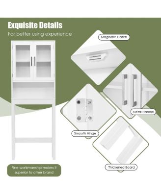 Over the Toilet Storage Cabinet Bathroom Space Saver with Tempered Glass Door