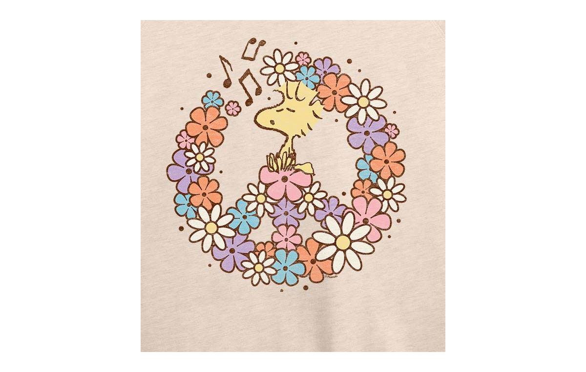 Hybrid Apparel Woodstock Floral Peace Sign Plus Size Graphic Pullover