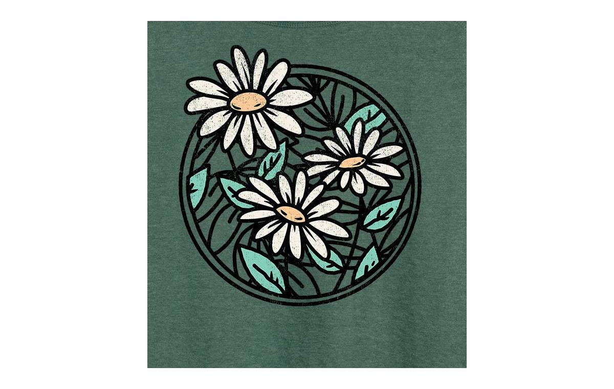 Hybrid Apparel Wildflower Circle Plus Size Graphic Pullover In Heather Juniper