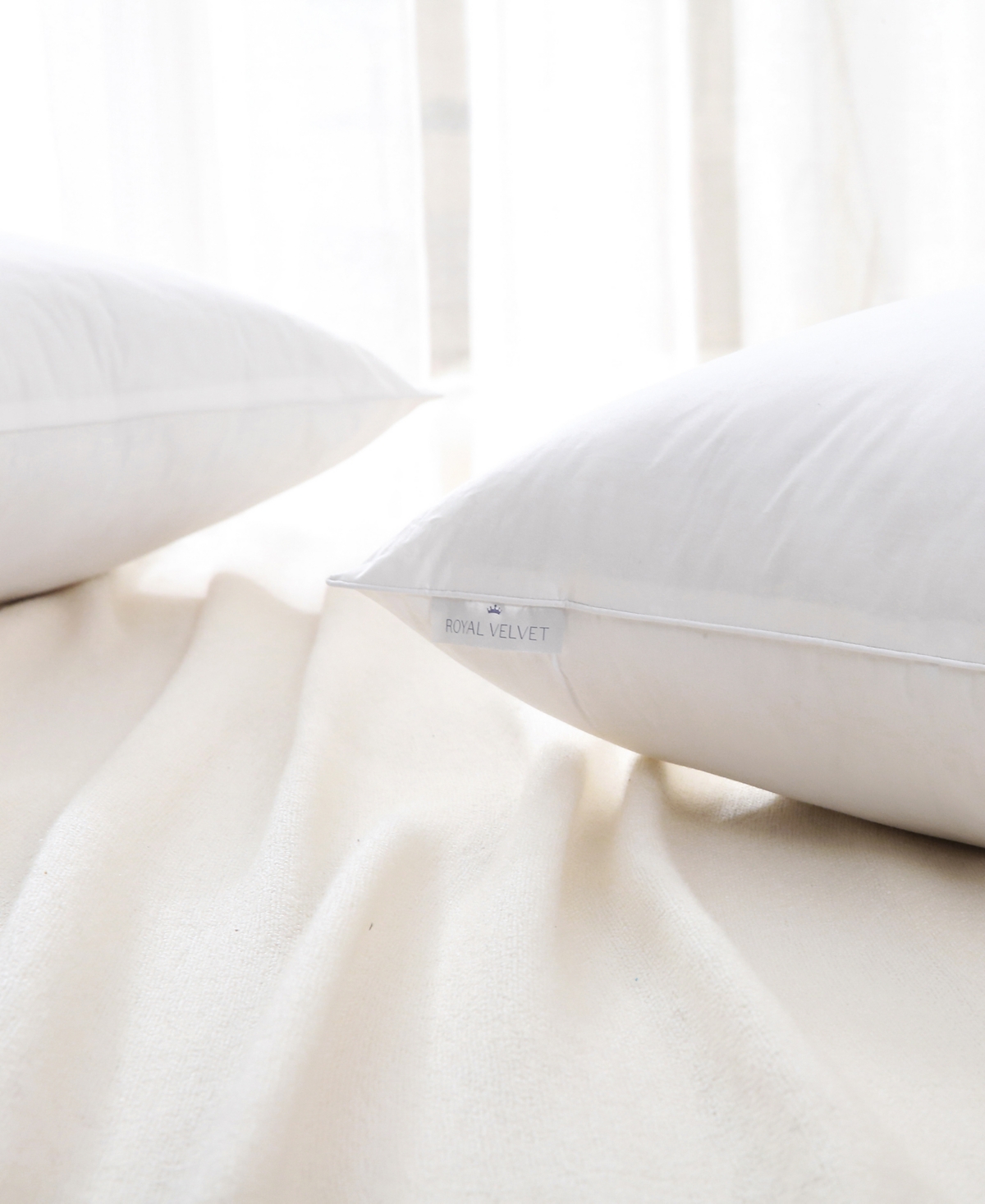 Royal Velvet White Goose Nano Down Feather Blend Pillow In White