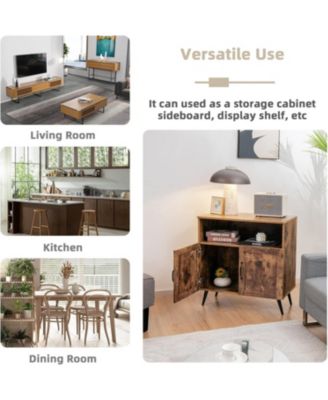 Mid-century Wooden Storage Cabinet Wine Glass Holders