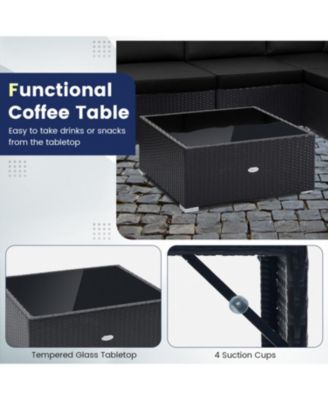 10 Piece Outdoor Wicker Conversation Set with Seat and Back Cushions