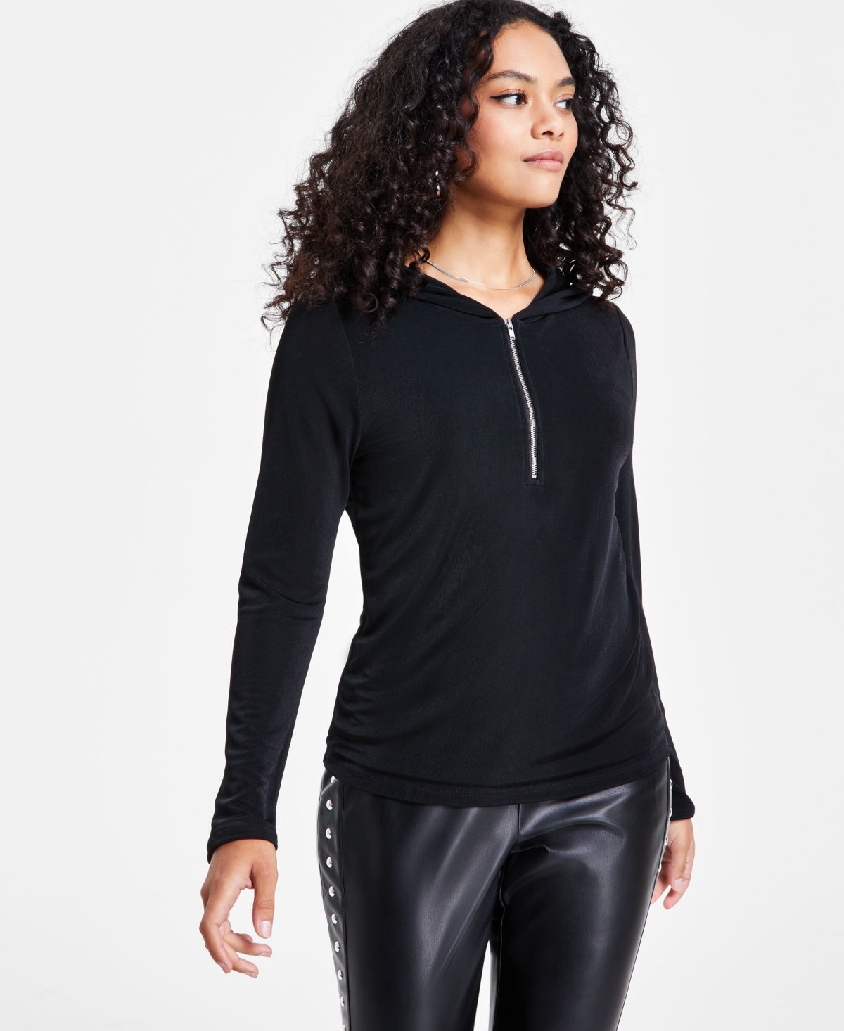 BAR III PETITE HALF-ZIP HOODIE, CREATED FOR MACY'S 
