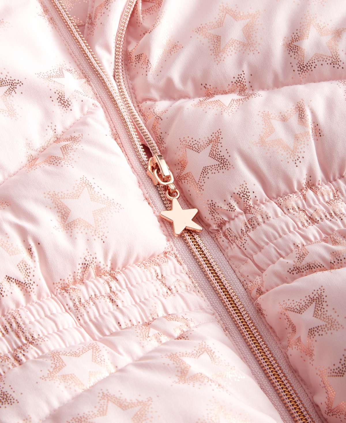 S Rothschild & Co Toddler & Little Girls Foil Quilted Puffer Coat With Faux-Fur Trim