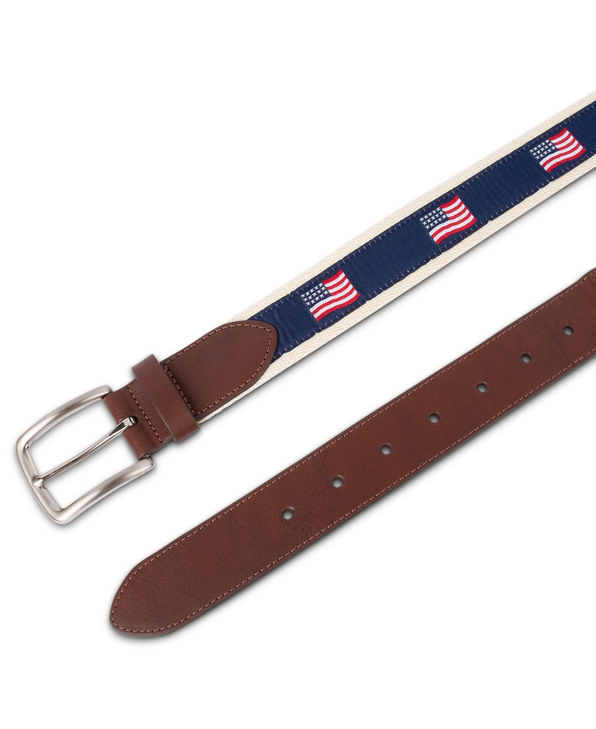 Club Room Men's Flag Ribbon Belt, Created For Macy's In Tan