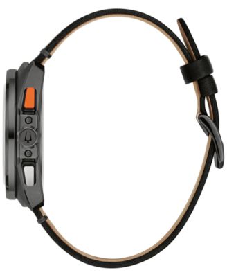 Men's Chronograph Racer Black Leather Strap Watch 42mm