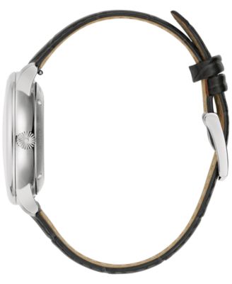 Unisex Automatic Hudson Black Leather Strap Watch 39mm