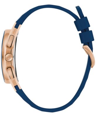 Men's Chronograph Marc Anthony CURV Blue EPDM Rubber Strap Watch 44mm