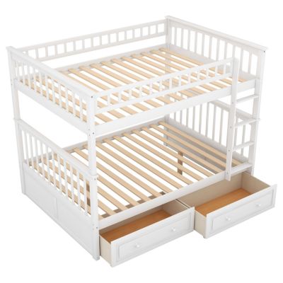  Full Over Full Bunk Bed With Drawers, Convertible