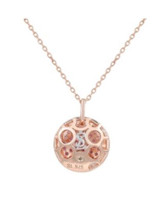 Suzy Levian Sterling Silver Sapphire Pave Circle Disk Pendant Necklace with Rope Halo Accent
