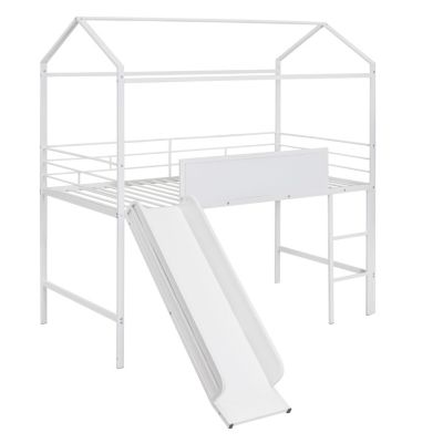 Twin Loft Bed with Slide and Writable Board