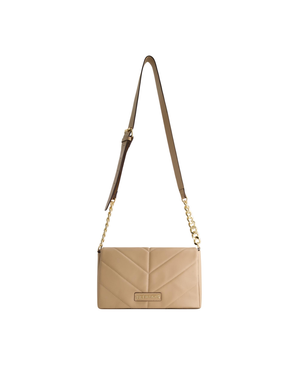 Quilted Logo Placqu Flap Bag - Camel