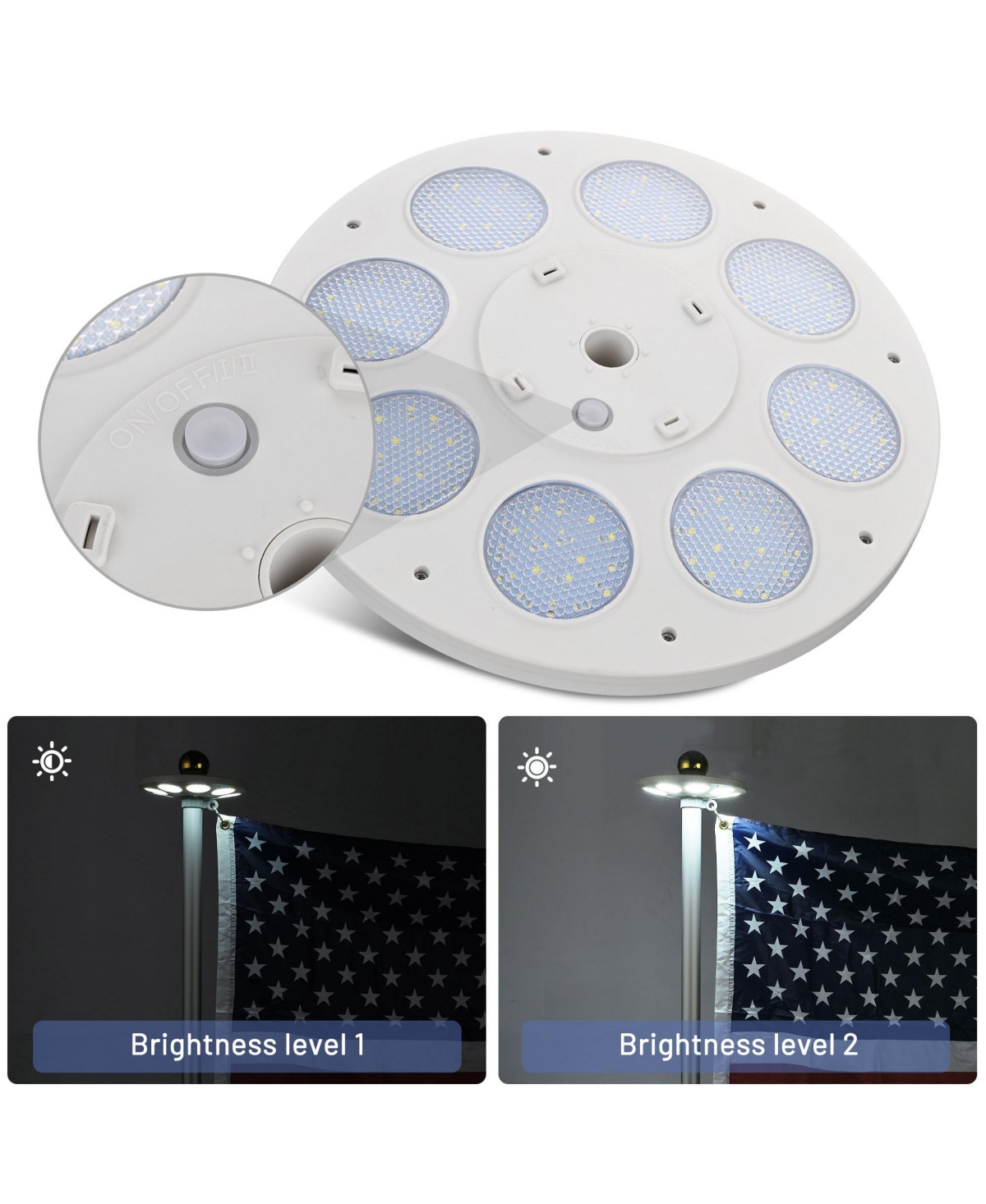 Yescom 30 Ft Telescopic Aluminum Flag Pole Kit with 136 Led Solar Light Us Flag Outdoor