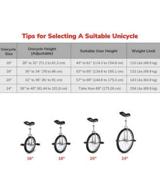 24 In Wheel Outdoor Unicycle Adjustable Seat Anti-Skid Pedal Circus Bike for Adults Teenagers Kids, Red
