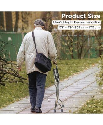 Medical Folding Walking Stick Seat Four Legged Portable Travel Hiking Cane Chair Stool