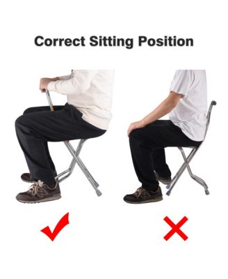 Medical Folding Walking Stick Seat Four Legged Portable Travel Hiking Cane Chair Stool