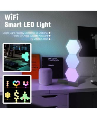 6 Pack Wi-Fi Smart LED Light Accessory Hexagon Lamp Voice Control DIY Home Gifts