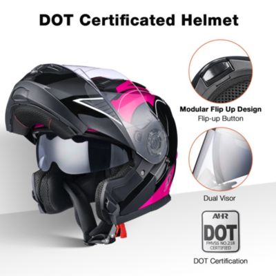 RUN-M3 Modular Flip Up Helmet Full Face Dual Visor DOT Motorcycle Bike XXL