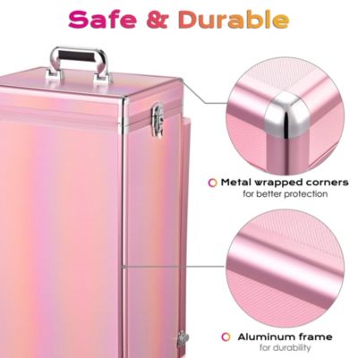 Nail Desk Mobile Station Rolling Makeup Manicure Table Unicorn Pink