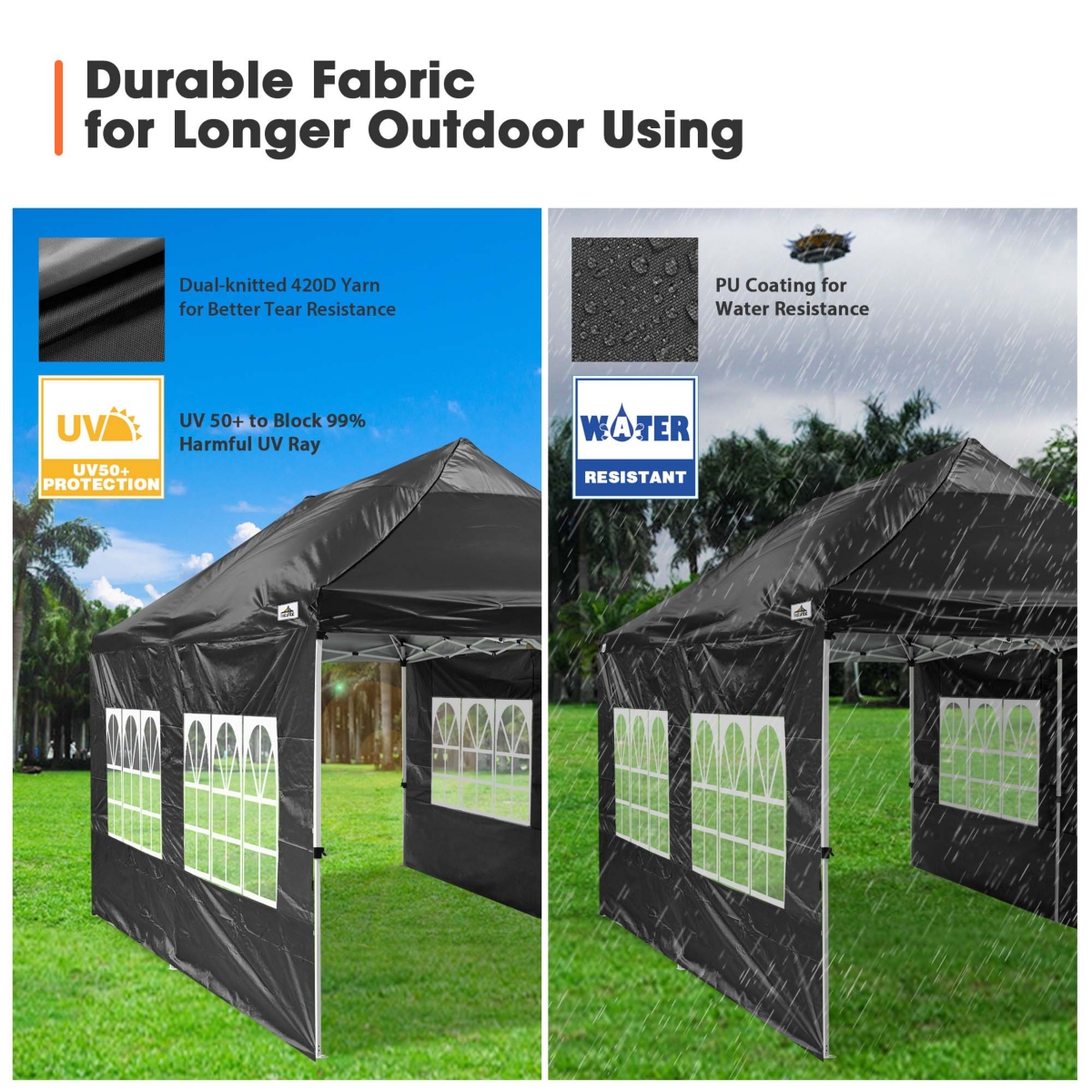 10x20FT Canopy Wedding Party Tent Pop Up Folding Gazebo Outdoor w/ 4 Sidewalls & Bag- Black