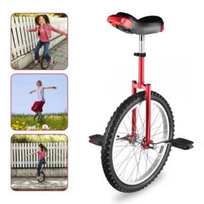 20 In Wheel Outdoor Unicycle Leakproof Butyl Tire Circus Bike Balance Training for Adults Teenagers Kids, Red